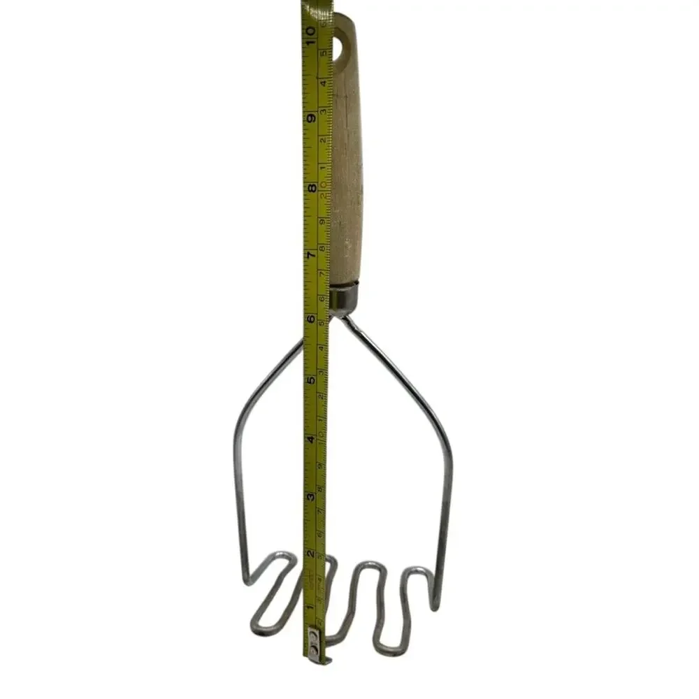 Vintage Potato Masher Wooden Handle Metal Farmhouse Decor 10.5 inch